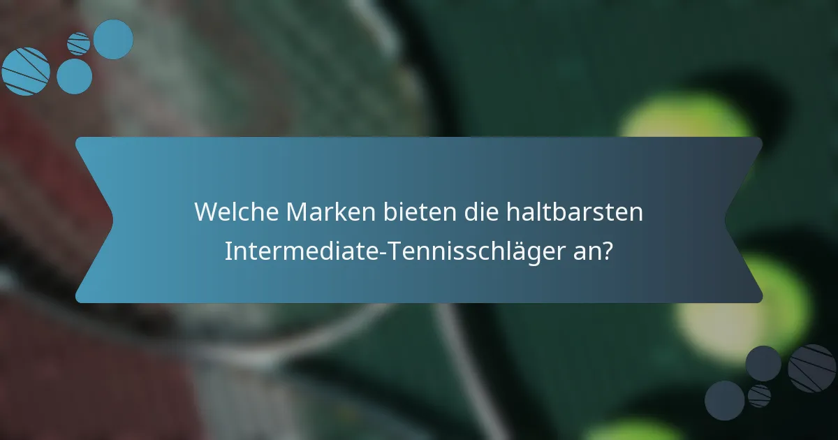 Welche Marken bieten die haltbarsten Intermediate-Tennisschläger an?