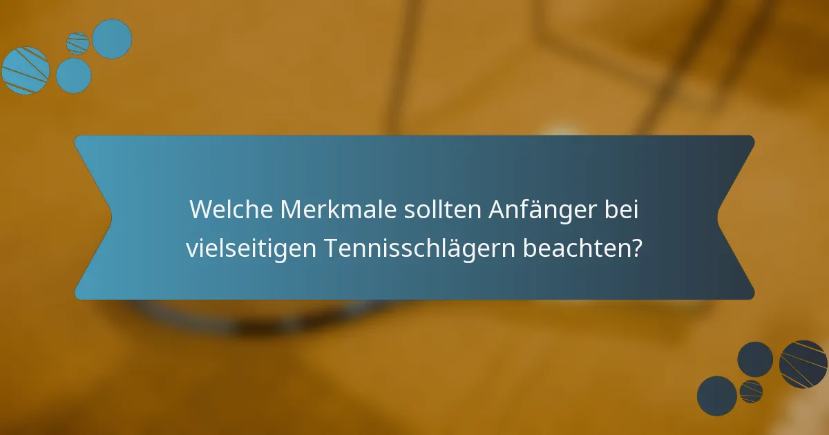 Welche Merkmale sollten Anfänger bei vielseitigen Tennisschlägern beachten?
