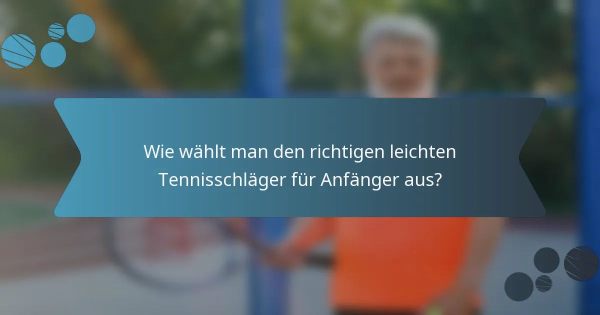 Wie wählt man den richtigen leichten Tennisschläger für Anfänger aus?
